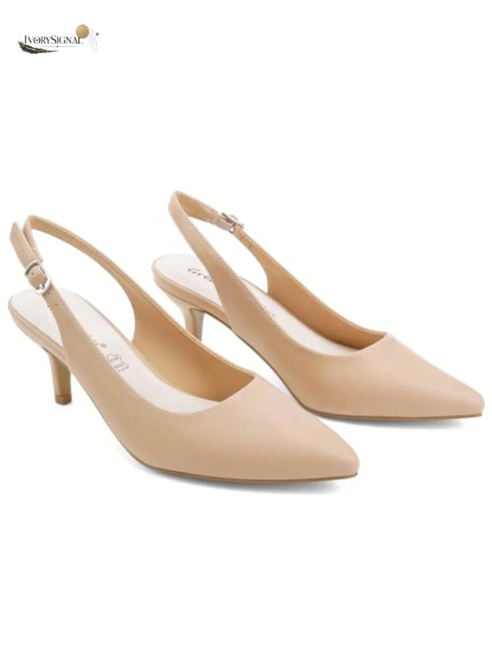 Women's Kitten Heels Pointed Toe Slingback Dress Pumps with Buckle